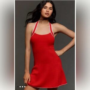 Anthropologie Mini Dress Size Large Daily Practice Full Speed Halter NWT